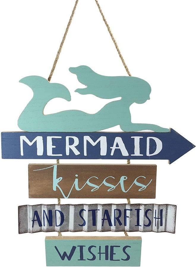 Ebros Gift Ebros Vintage Nautical Surfing Teal Mermaid Wall Decor Sign Mermaid Kisses And Starfish Wishes Decorative Plaque 13"Tall Fantasy Coastal Beach Marine Nursery Kids Bedroom Kitchen Walls Door Signs - Image 5