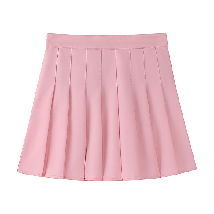 [lengthened safety pants zipper buttons] JK uniform skirt pleated skirt skirt spring summer skirt autumn and winter Pink