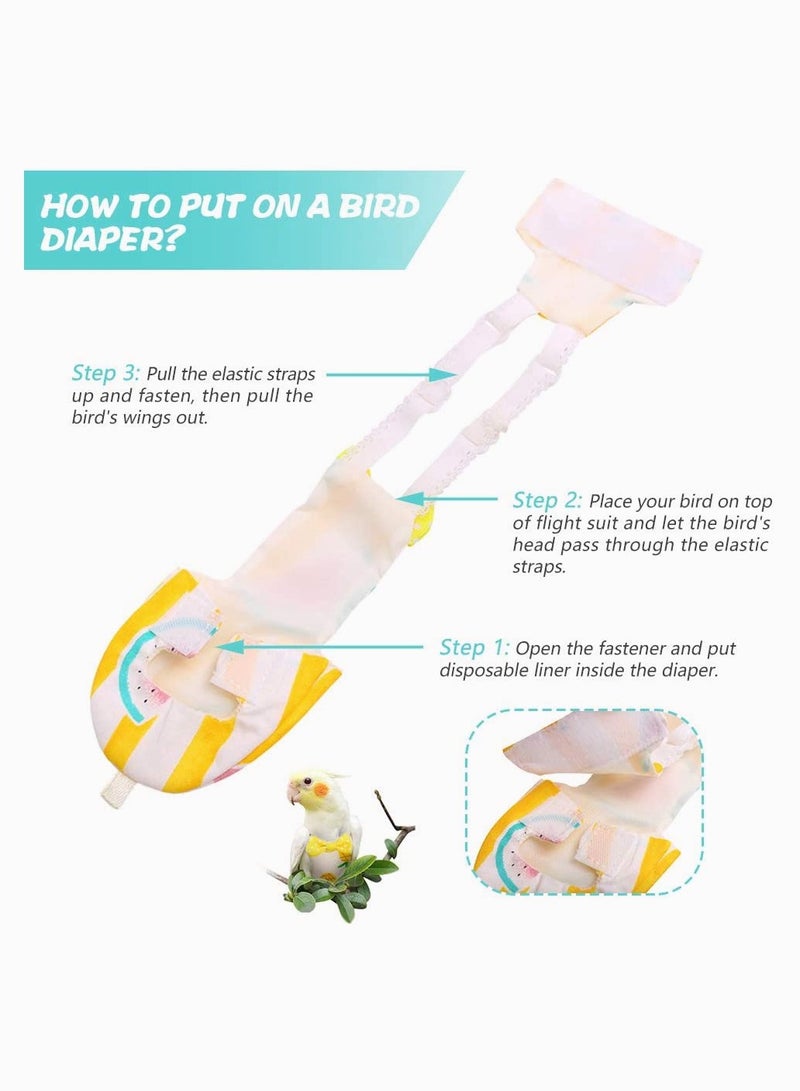 Bird Parrot Diaper 2Pcs Flight Suit Nappy Soft Pet Pee Pad Suitable for Parrot Macaw African Grey Budgie Parakeet Cockatoos Medium Pineapple and Watermelon - Image 4