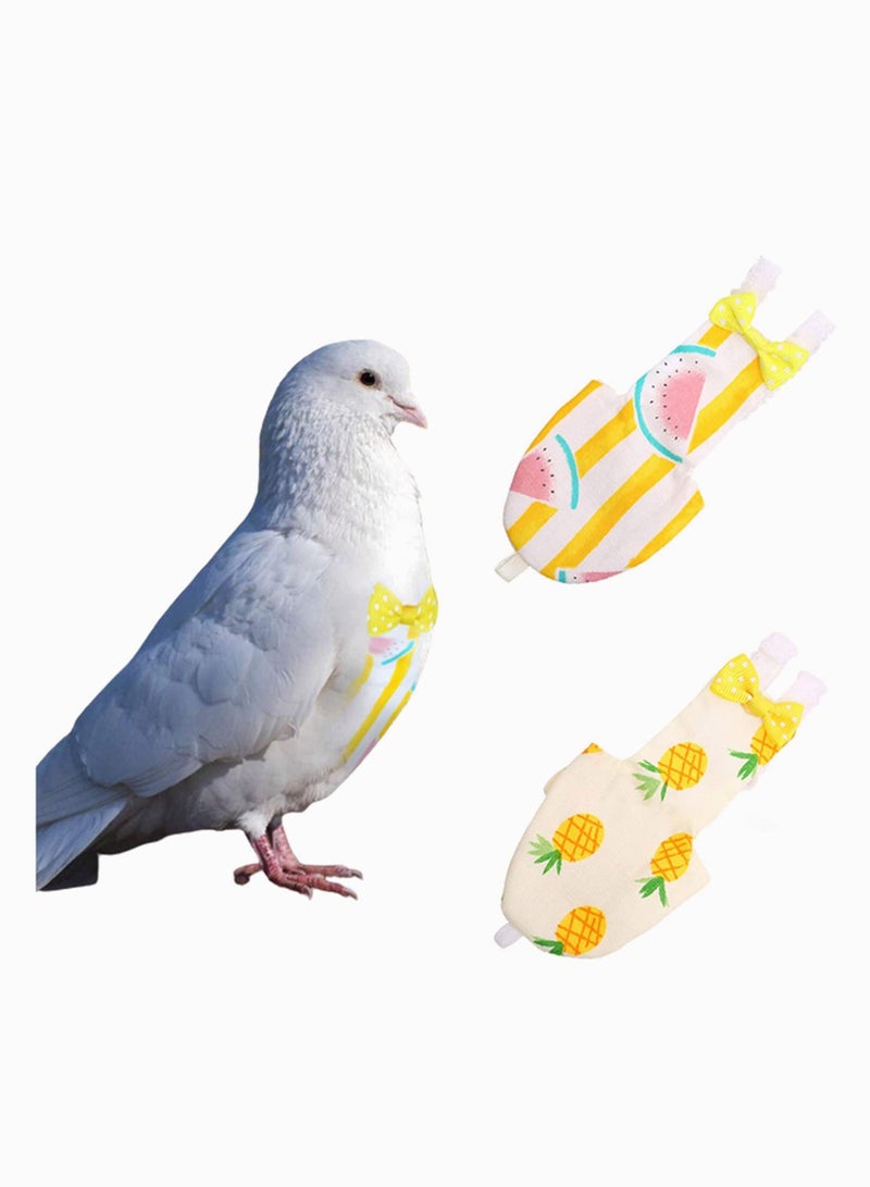 Bird Parrot Diaper 2Pcs Flight Suit Nappy Soft Pet Pee Pad Suitable for Parrot Macaw African Grey Budgie Parakeet Cockatoos Medium Pineapple and Watermelon - Image 1