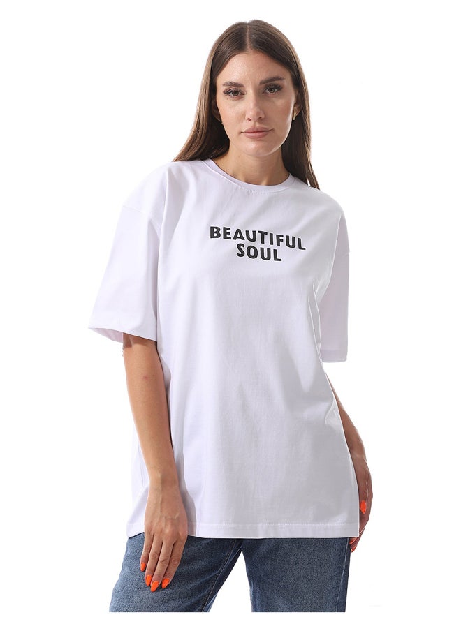 Andora - Loose Fit Cotton Printed Tee_White - Image 1