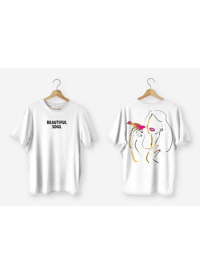 Andora - Loose Fit Cotton Printed Tee_White - Image 1