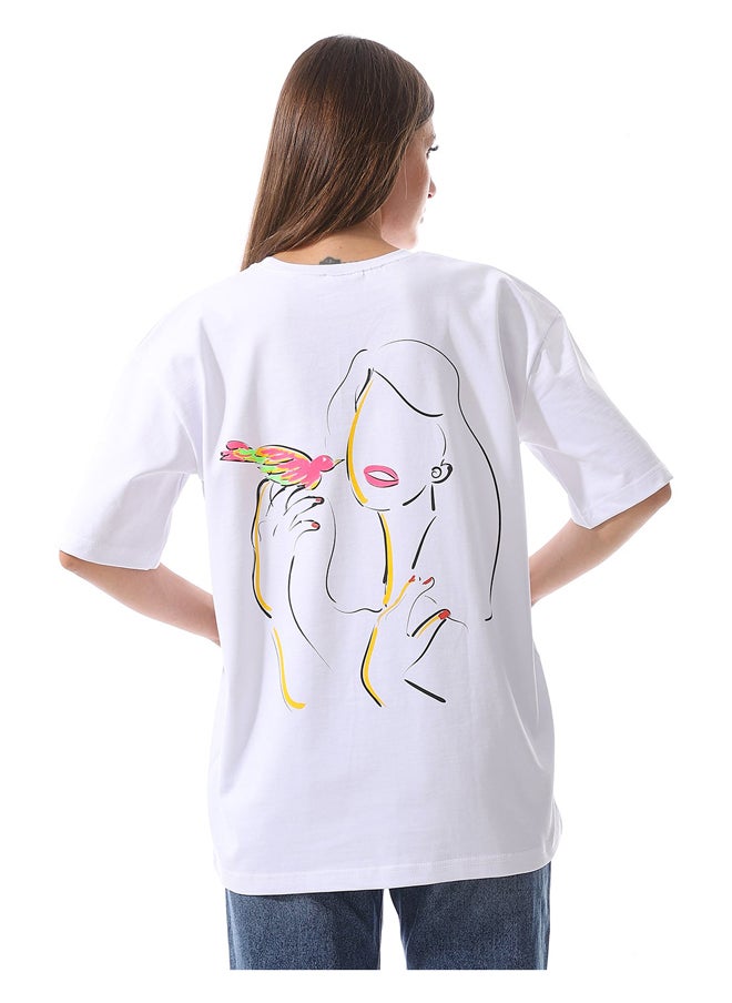 Andora - Loose Fit Cotton Printed Tee_White - Image 1