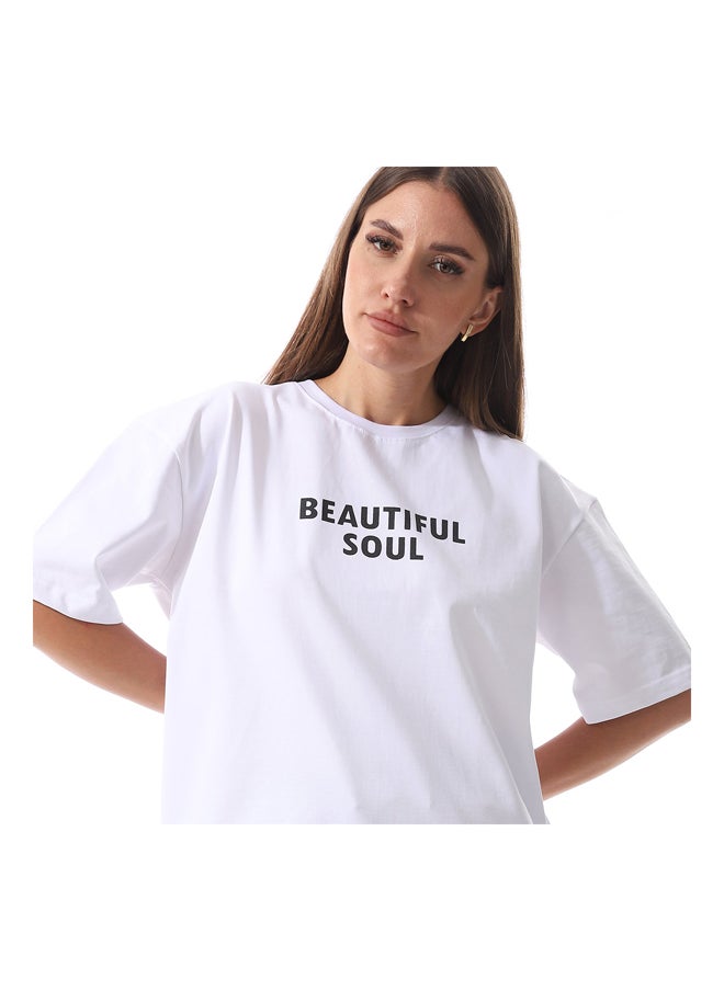 Andora - Loose Fit Cotton Printed Tee_White - Image 1