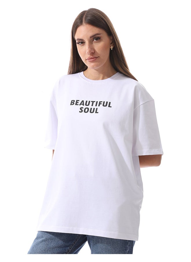 Andora - Loose Fit Cotton Printed Tee_White - Image 1