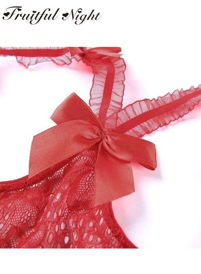 Fruitful Night Women One Piece Lingerie  Lace Babydoll Mini Bodysuit  - Image 1