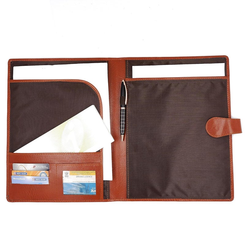 Asraw Professional PU Leather Multipurpose Magnetic Button Lock Conference File Folder Certificate Organiser for Meetings, Conferences, Seminars, Presentations, Interview Portfolio (Brown) - Image 3