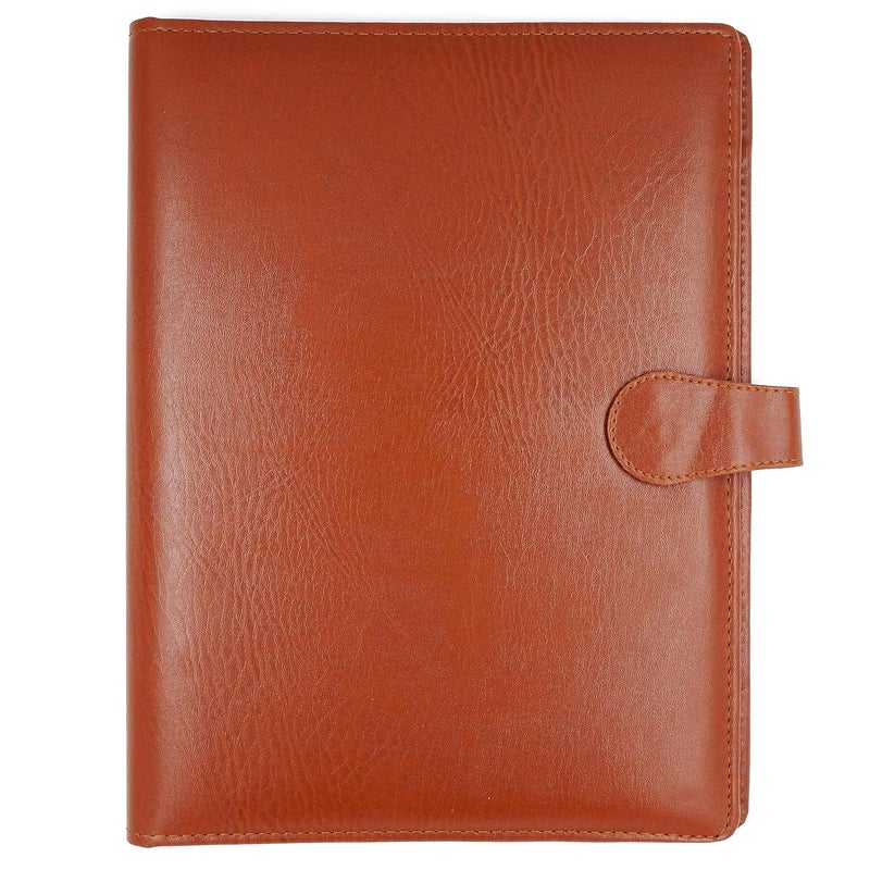 Asraw Professional PU Leather Multipurpose Magnetic Button Lock Conference File Folder Certificate Organiser for Meetings, Conferences, Seminars, Presentations, Interview Portfolio (Brown) - Image 1