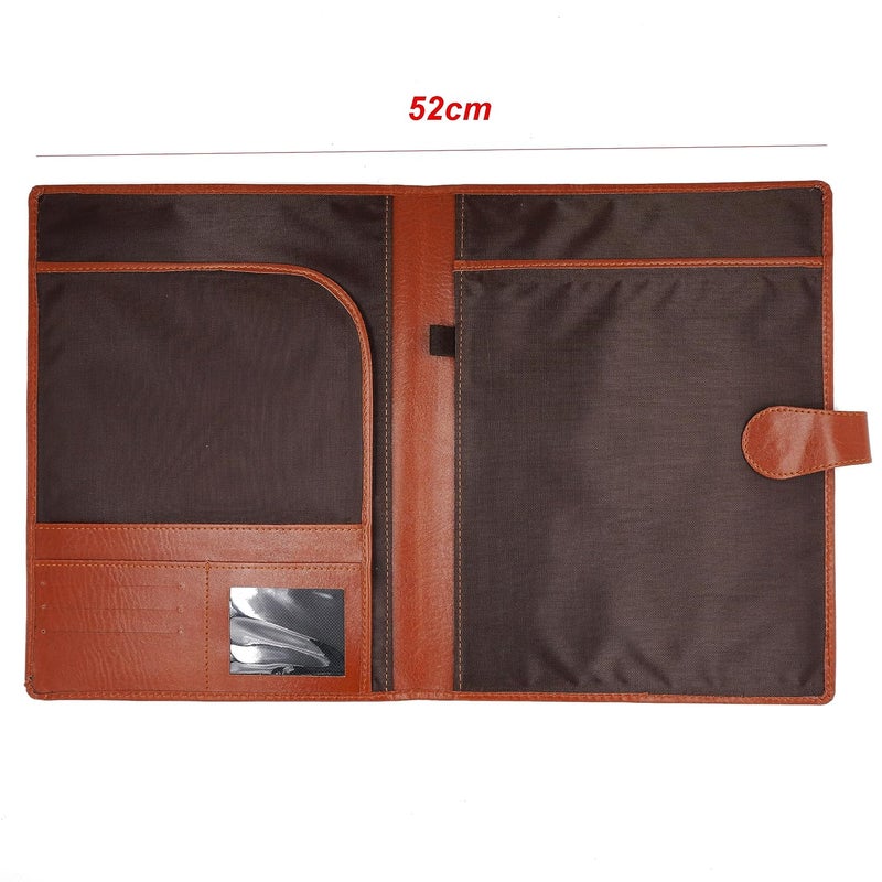 Asraw Professional PU Leather Multipurpose Magnetic Button Lock Conference File Folder Certificate Organiser for Meetings, Conferences, Seminars, Presentations, Interview Portfolio (Brown) - Image 2