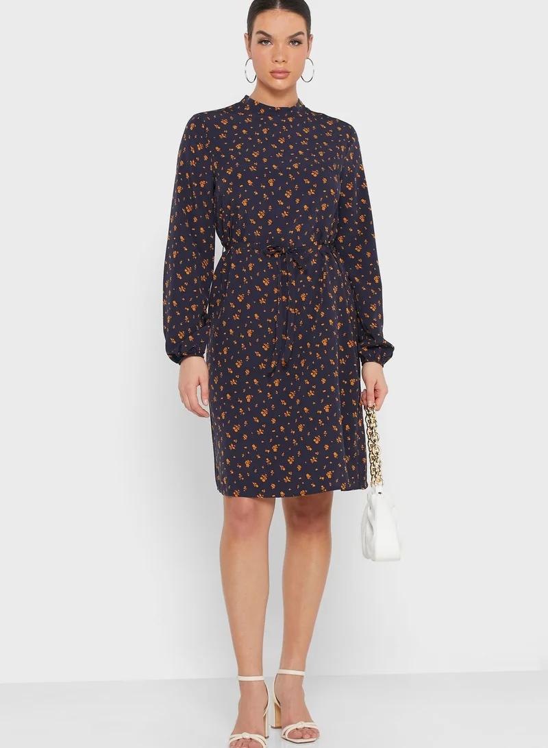 Jacqueline de Yong Drawstring Detail Printed Dress