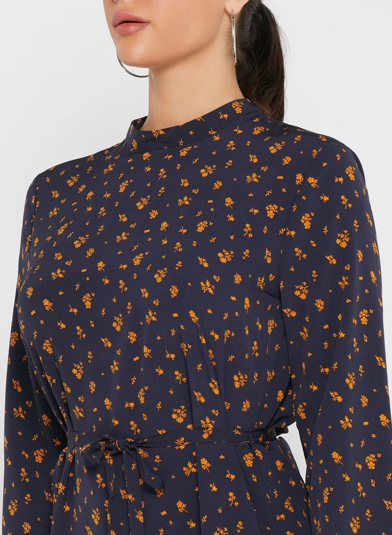Jacqueline de Yong Drawstring Detail Printed Dress