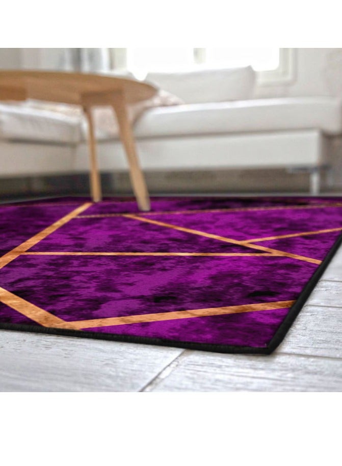 RIZARIES Purple Geometric Centerpiece Rug, Fabric, Rectangle - Image 1