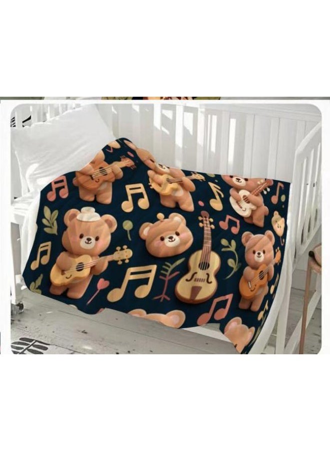 عام بطانية رقيقة من الفانيلا الكرتونية للأطفال والرضع (دافئة ومريحة، ومناسبة للنوم والألعاب) 70 سم * 100 سم - Image 1