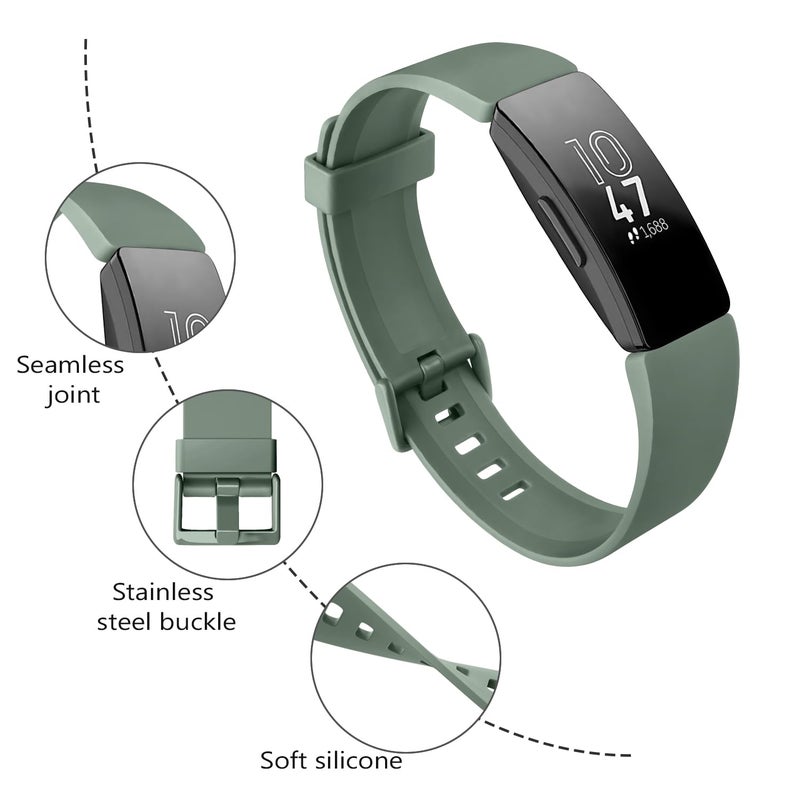 Tobfit Soft TPU Bands Compatible with Fitbit Inspire HR/Fitbit Inspire/Fitbit Ace 2 Bands, Sports Accessories Waterproof Wristbands Women Men, Sage Green, Large - Image 2