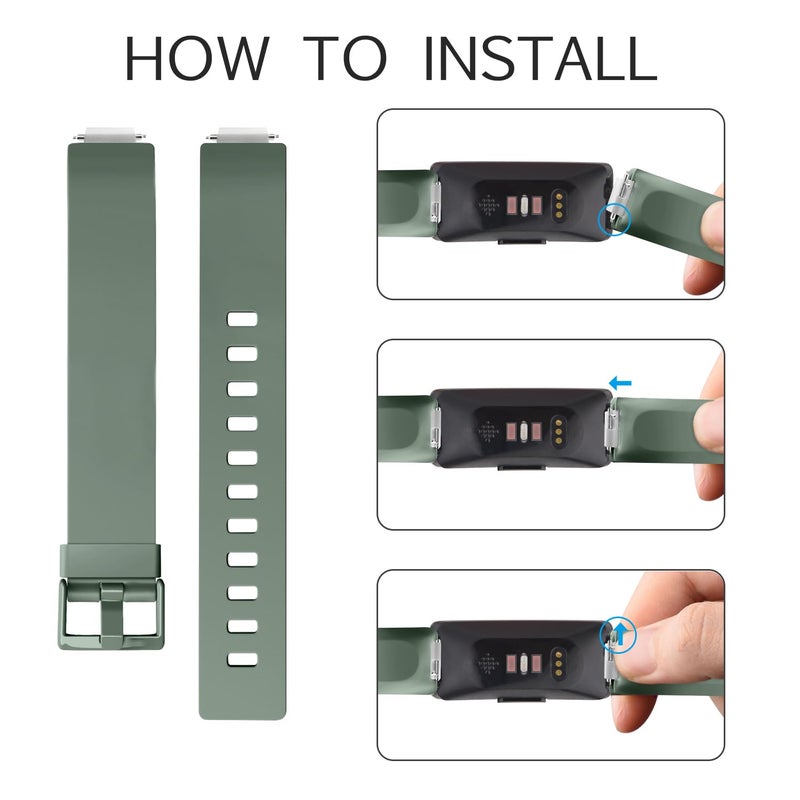 Tobfit Soft TPU Bands Compatible with Fitbit Inspire HR/Fitbit Inspire/Fitbit Ace 2 Bands, Sports Accessories Waterproof Wristbands Women Men, Sage Green, Large - Image 3