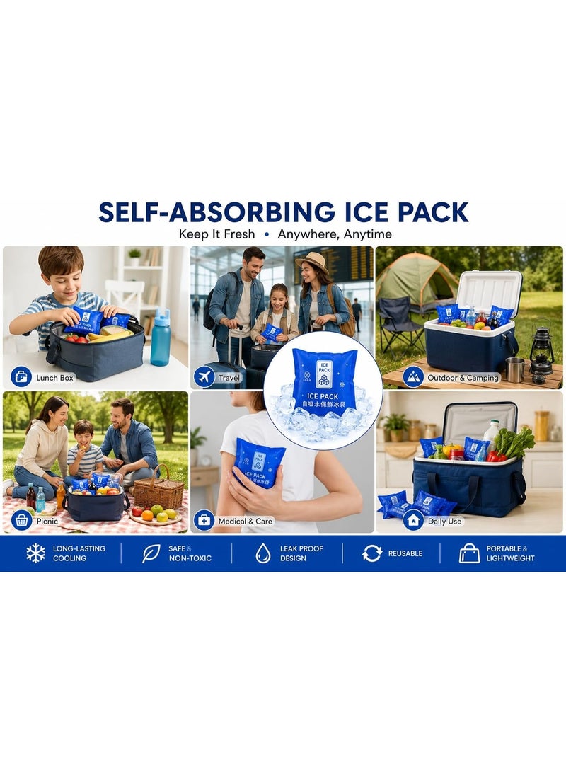 ATRJSZ Reusable Self-Absorbing Ice Bags, Pack of 50, 7 x 7 cm Leakproof Reusable Ice Packs for Cooler, Lunch Box, Food Delivery, Picnic, Camping, Travel - Image 2