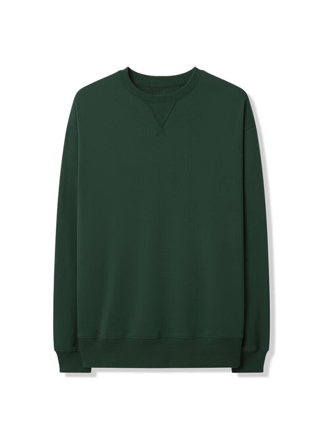Markless Men's Sweatshirt 100% Cotton Autumn Casual Crewneck Pullover 0434 Pine Green L - Image 4
