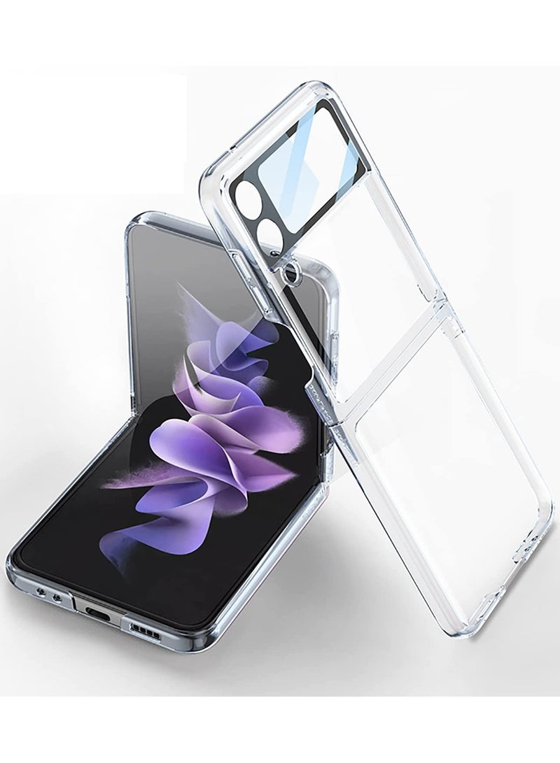 جولدن ماسك حافظة لهاتف سامسونج جالاكسي Z فليب 4 الترا رفيع وشفاف من كاميرا فريم - (ابيض)