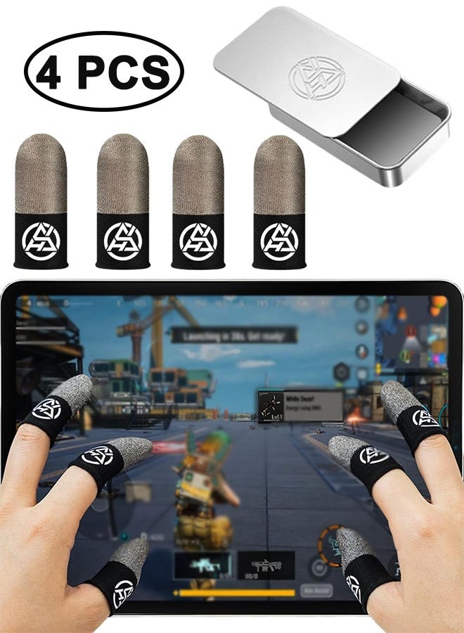 4PCS Gaming Gloves Silver Cloth Mobile Game Finger Cots Extremely Thin Material Zero-touch Breathable With Storage Box - Image 1