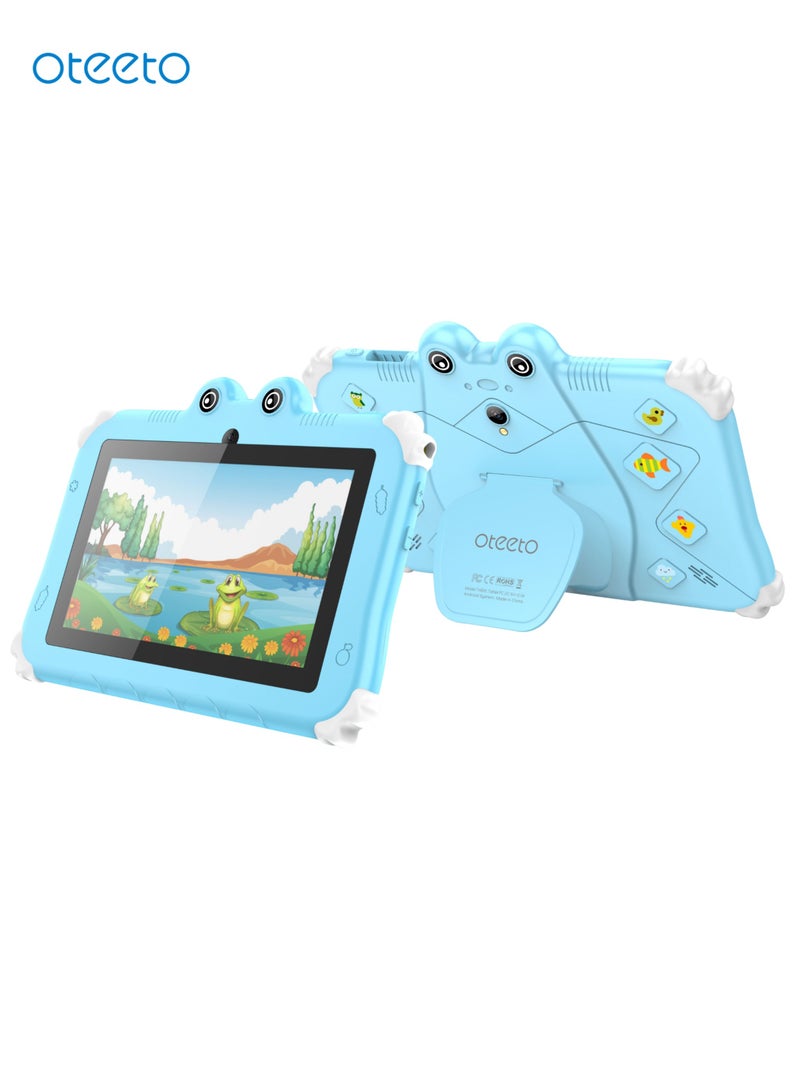 Oteeto Oteeto TAB 6 Kids Tablet/4GB RAM + 64GB ROM/7 Inch IPS LCD/Octa Core 1.3 GHz Processor/2MP Front + 5MP Rear Camera/3500mAh Battery/5G Wifi/ Android 13/Includes Temper Glass,Bracelet, Touch Pen,Sticker  - Image 1