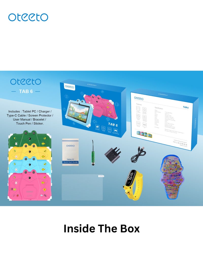 Oteeto Oteeto TAB 6 Kids Tablet/4GB RAM + 64GB ROM/7 Inch IPS LCD/Octa Core 1.3 GHz Processor/2MP Front + 5MP Rear Camera/3500mAh Battery/5G Wifi/ Android 13/Includes Temper Glass,Bracelet, Touch Pen,Sticker  - Image 4