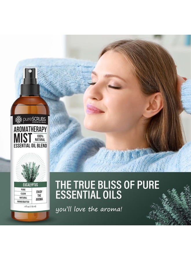 pureSCRUBS اهتز، رذاذ واستمتع - رذاذ الأروما العطري من pureSCRUBS بنكهة الأوكاليبتوس الفاخرة للغرف، الجسم، الأقمشة، تركيبة نباتية 100% من الزيوت الأساسية - زجاجة واحدة سعة 4 أونصات - Image 4