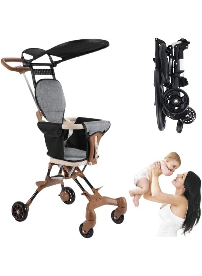 Optico Baby Stroller - Professional Foldable 4 Wheels Ergonomic Adjustable Infant Carriage for 1 to 6 Years Old, Portable Lightweight Compact for Airplane Travel (Khaki) - Image 1