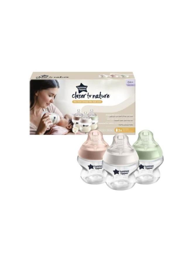 tommee tippee Baby Bottles, Closer to Nature Anti-Colic Baby Bottle with Slow Flow Breast-Like Teat, 150ml, 0m+, Self-Sterilising, Baby Feeding Essentials, Pack of 3 - Assorted - Image 2