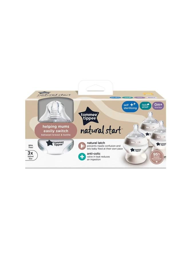 tommee tippee Baby Bottles, Closer to Nature Anti-Colic Baby Bottle with Slow Flow Breast-Like Teat, 150ml, 0m+, Self-Sterilising, Baby Feeding Essentials, Pack of 3 - Assorted - Image 4