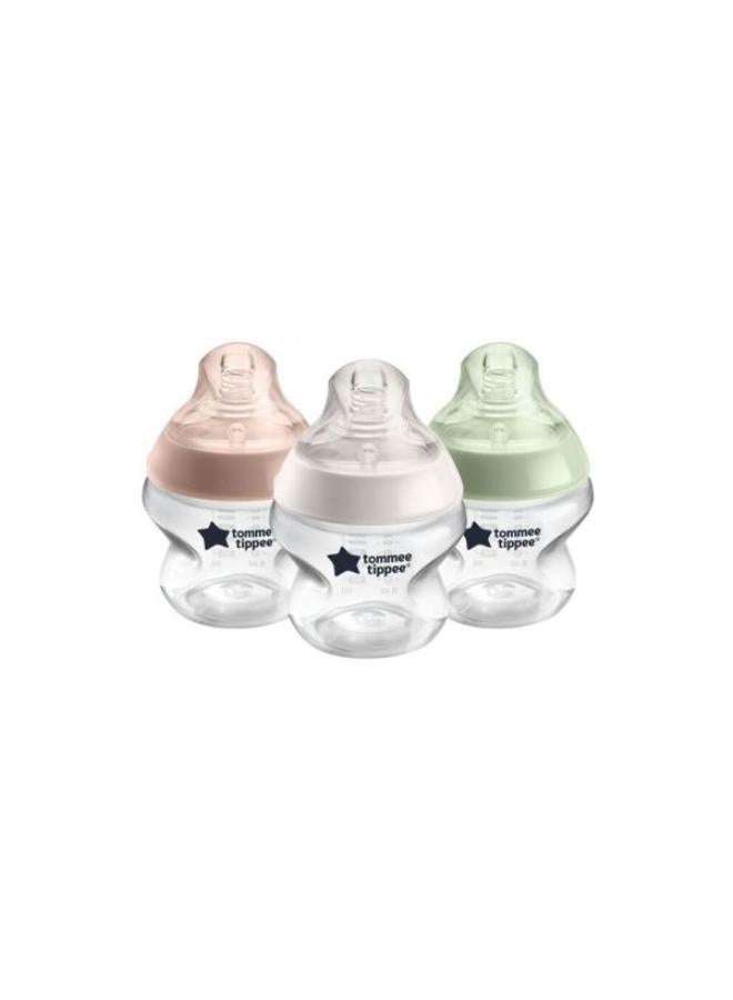 tommee tippee Baby Bottles, Closer to Nature Anti-Colic Baby Bottle with Slow Flow Breast-Like Teat, 150ml, 0m+, Self-Sterilising, Baby Feeding Essentials, Pack of 3 - Assorted - Image 1