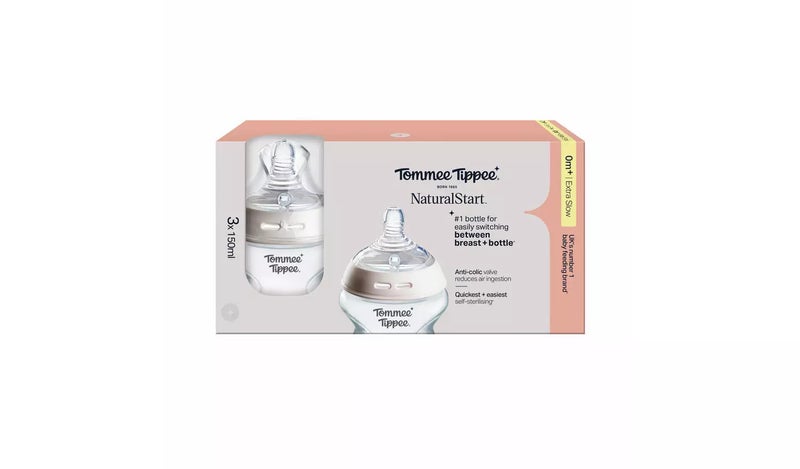tommee tippee Baby Bottles, Closer to Nature Anti-Colic Baby Bottle with Slow Flow Breast-Like Teat, 150ml, 0m+, Self-Sterilising, Baby Feeding Essentials, Pack of 3 - Assorted, Packaging May Vary - Image 3