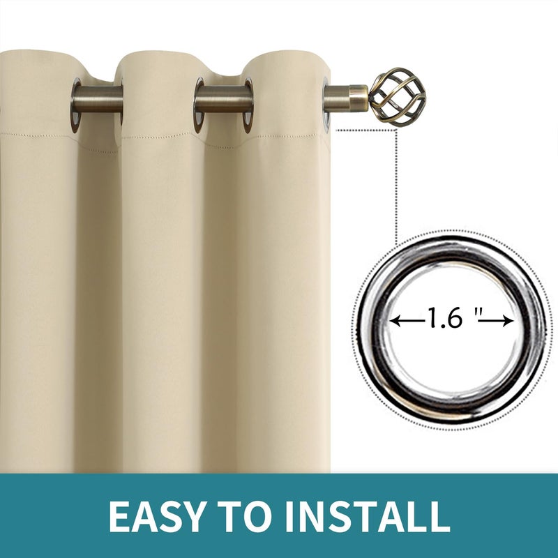 BGment Bression Kitchen Stain 45 بوصة الطول غرفة قصيرة ستارة غامق لنافذة صغيرة الحجراء خصوصية دراسية معزولة من أشعة الشمس ثنى لغرفة نوم 1 لوحة 42 × 45 بوصة البيج - Image 5