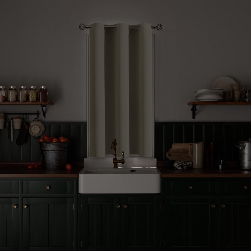 BGment Bression Kitchen Stain 45 بوصة الطول غرفة قصيرة ستارة غامق لنافذة صغيرة الحجراء خصوصية دراسية معزولة من أشعة الشمس ثنى لغرفة نوم 1 لوحة 42 × 45 بوصة البيج - Image 2