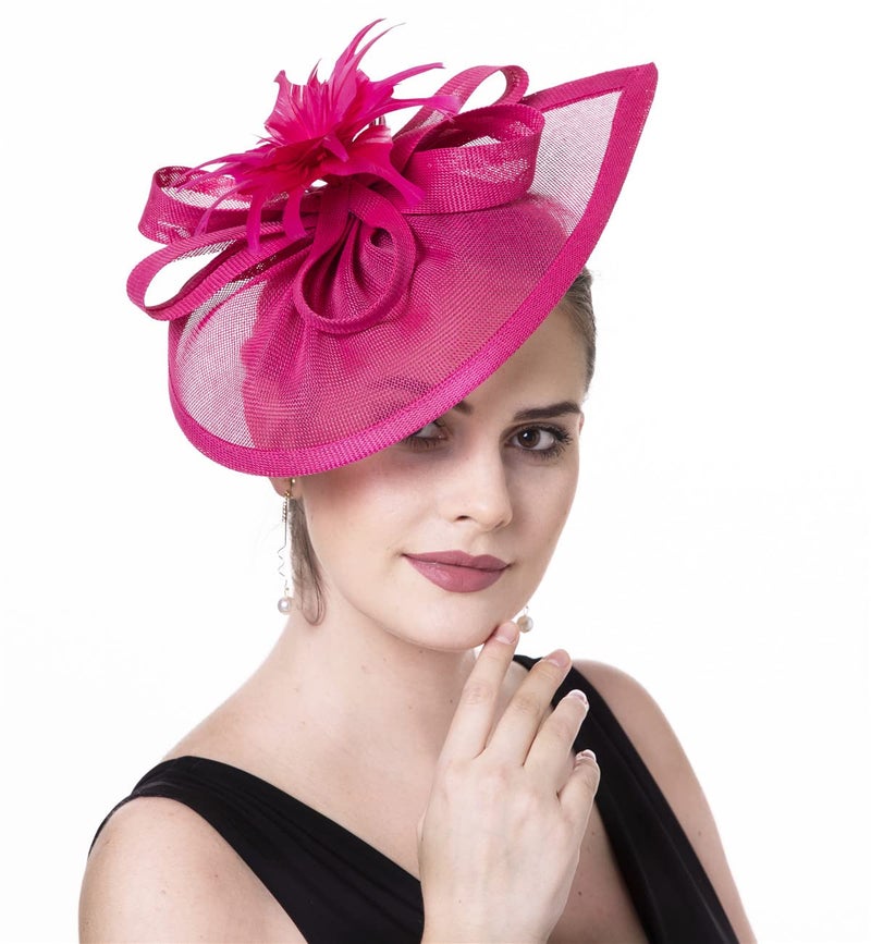 SAFERIN Fascinator for Women Hat Bowler Feather Flower Veil - Image 5