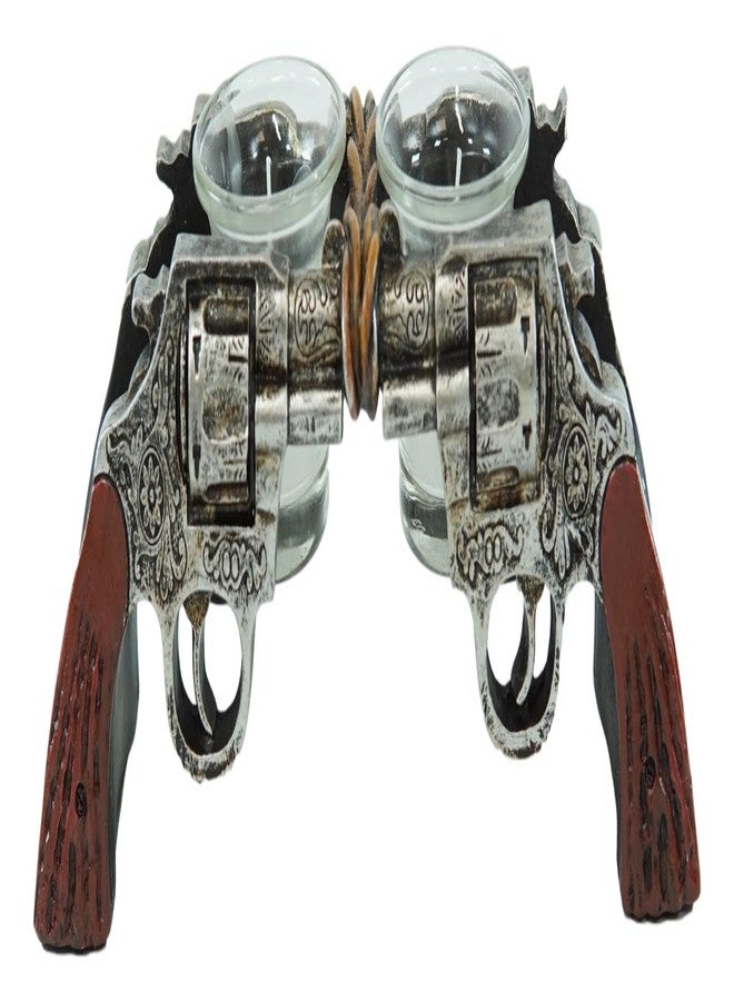 Ebros Gift Rustic Old World Western Cowboy Dual Six Shooter Revolver Pistol Guns Votive Tea Light Candle Holders Decorative Figurine Country Accent T-Lite Candleholders - Image 1