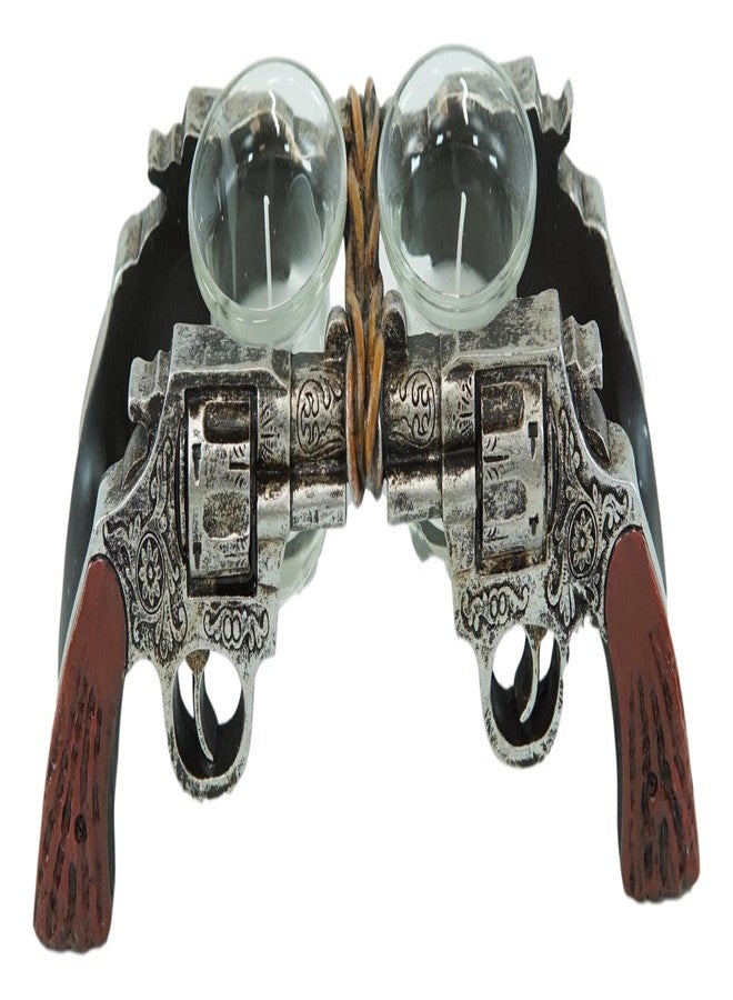 Ebros Gift Rustic Old World Western Cowboy Dual Six Shooter Revolver Pistol Guns Votive Tea Light Candle Holders Decorative Figurine Country Accent T-Lite Candleholders - Image 3