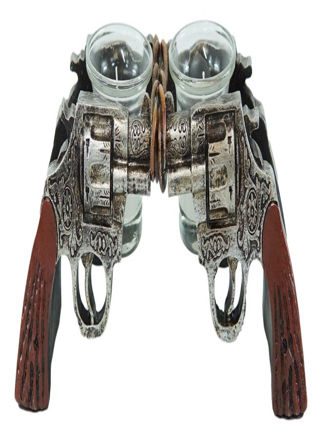 Ebros Gift Rustic Old World Western Cowboy Dual Six Shooter Revolver Pistol Guns Votive Tea Light Candle Holders Decorative Figurine Country Accent T-Lite Candleholders - Image 5