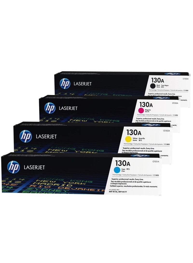 مجموعة كاملة 130A للاستخدام CF350A CF351A CF352A CF353A مع لون ليزر جيت برو MFP M176/176n M177/177fw أسود/سماوي/أصفر/أرجواني