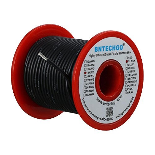 BNTECHGO 18 Gauge Silicone Wire Spool 100 ft Black Flexible 18 AWG Stranded Tinned Copper Wire - Image 1