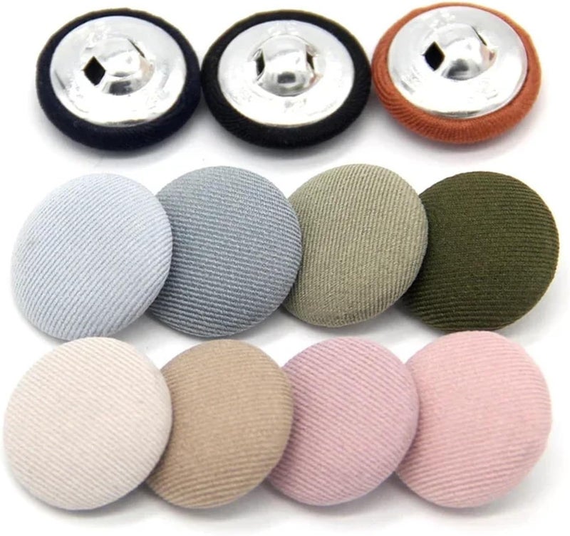 10pcs Colorful Cloth Covered Metal Shank Sewing Buttons for Clothes Coat Cardigan Round Large Fabric Button DIY Decorations(Red,11mm 10pcs) - Image 2