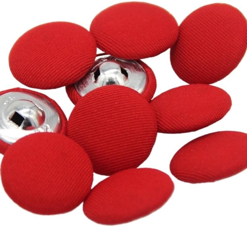 10pcs Colorful Cloth Covered Metal Shank Sewing Buttons for Clothes Coat Cardigan Round Large Fabric Button DIY Decorations(Red,11mm 10pcs) - Image 1
