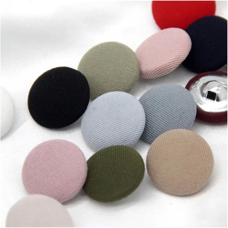 10pcs Colorful Cloth Covered Metal Shank Sewing Buttons for Clothes Coat Cardigan Round Large Fabric Button DIY Decorations(Red,11mm 10pcs) - Image 5
