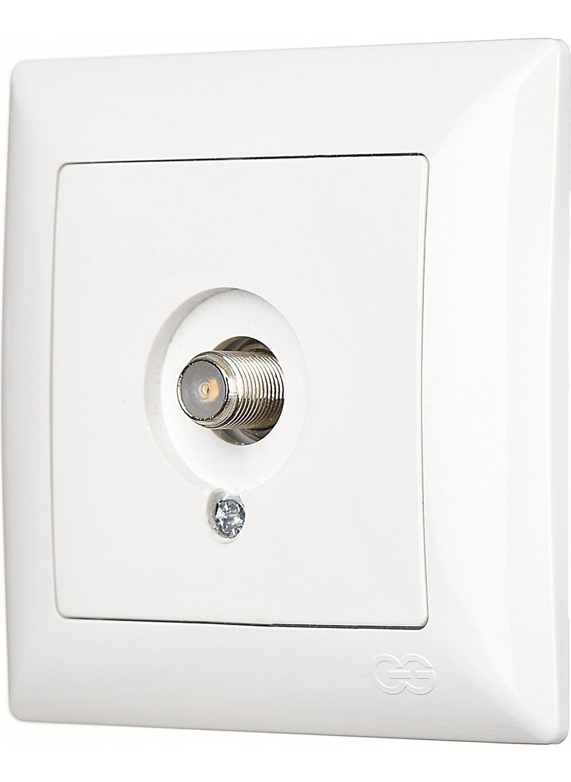 Günsan Elektrik - Visage White Single F Satellite Socket Eco + Frame - Image 1