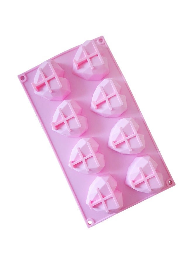 asmat قالب كعك سيليكون على شكل قلب وردي من أسمات، قالب قلب ماسي ثلاثي الأبعاد، قوالب كعك مافن وشوكولاتة - Image 1