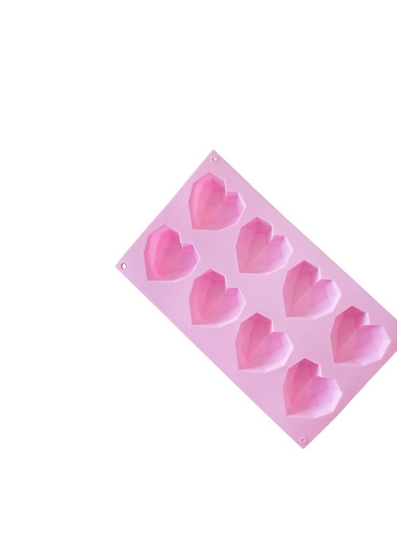 asmat قالب كعك سيليكون على شكل قلب وردي من أسمات، قالب قلب ماسي ثلاثي الأبعاد، قوالب كعك مافن وشوكولاتة - Image 2