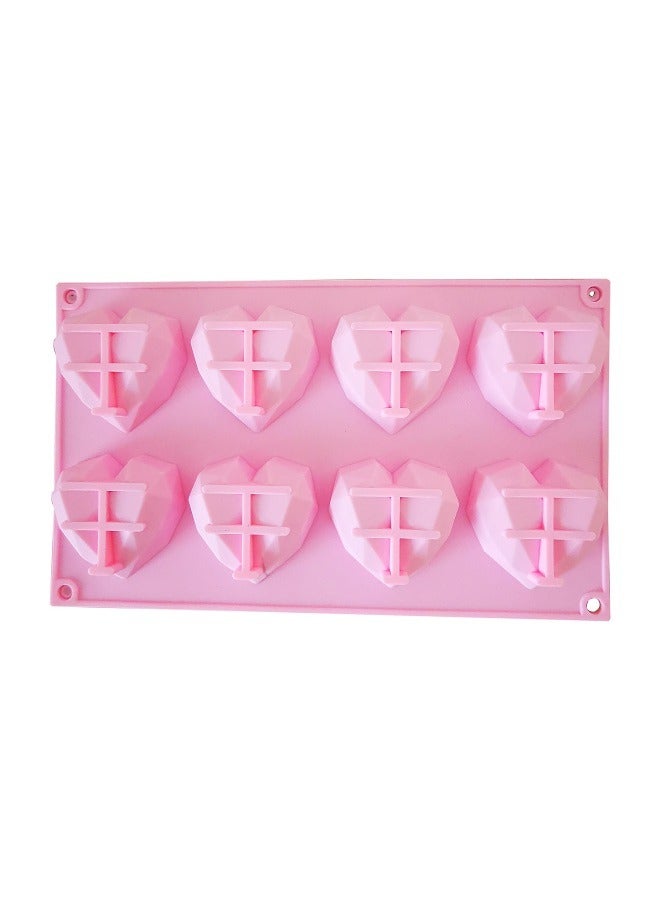 asmat قالب كعك سيليكون على شكل قلب وردي من أسمات، قالب قلب ماسي ثلاثي الأبعاد، قوالب كعك مافن وشوكولاتة - Image 3