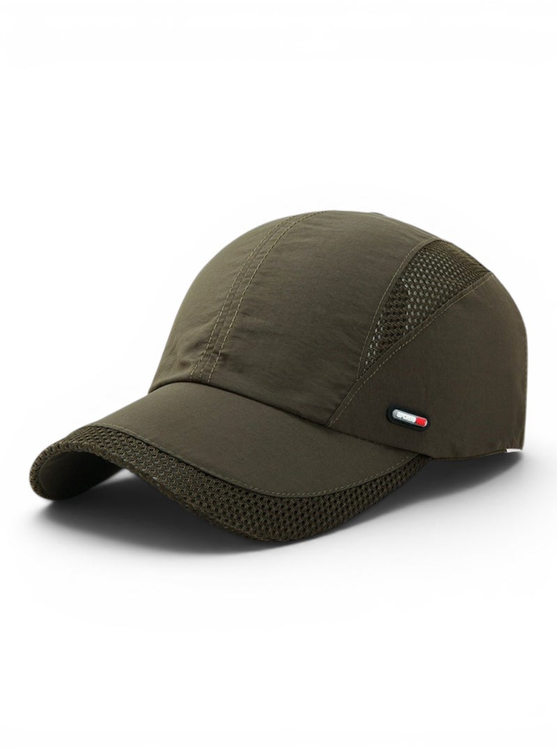 HASTE Quick Dry Mesh Cap - Breathable Curved Brim Adjustable - Army Green - Image 1
