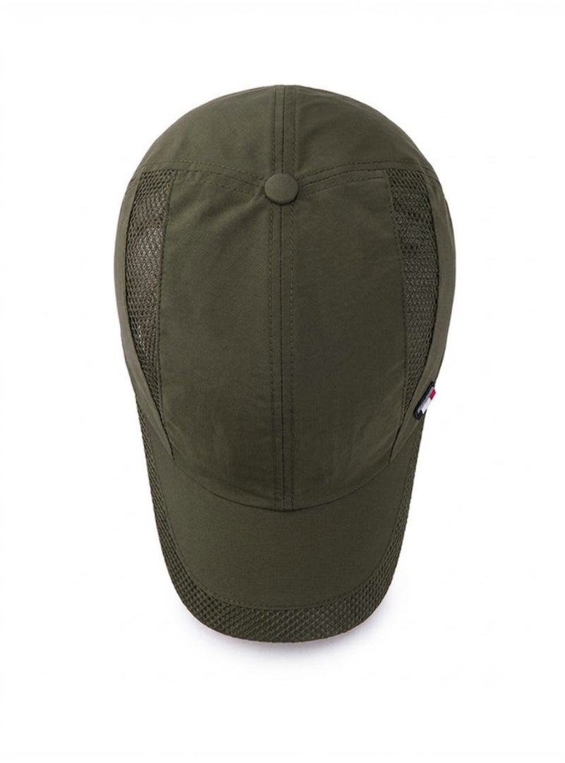 HASTE Quick Dry Mesh Cap - Breathable Curved Brim Adjustable - Army Green - Image 4