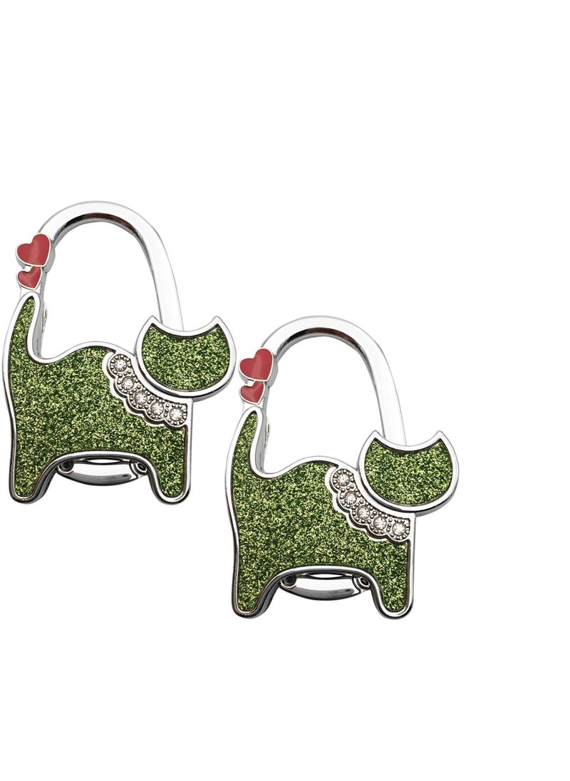 SYOSI 2Pcs Purse Hanger for Tables Desk Cat Shape Foldable Metal Hook Hooks Hanging Bags Handbag Hangers Holder Table Green  - Image 1