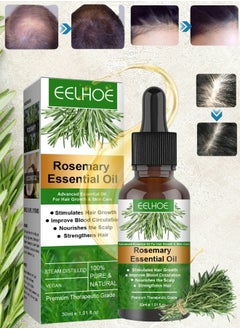EELHOE Rosemary Essential Oil 30ml Pure Rosemary Oil for Hair Growth & Skin Care Nourishment Scalp Stimulates Hair Growth Rid of Itchy and Dry Scalp Refreshing Aromatherapy Oil for Men Women  - Image 1
